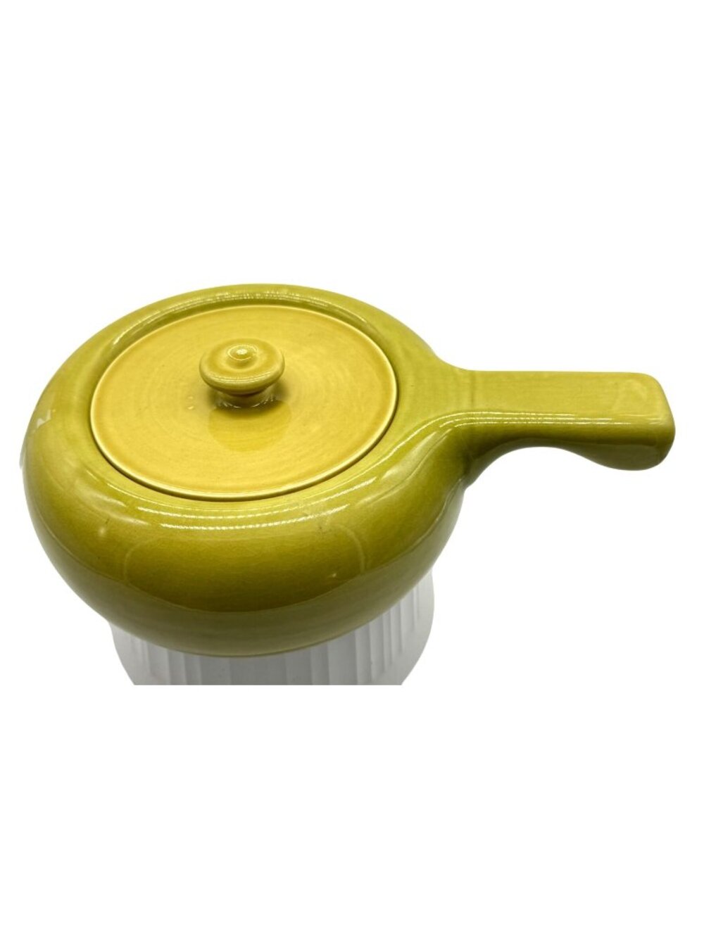 Vintage Russel Wright MCM Avocado Green Ceramic Covered Casserole Dish USA
